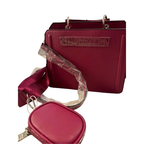 NEW Steve Madden Bevelynn Cranberry Satchel Small Purse with Zip Pouch - Picture 2 of 10